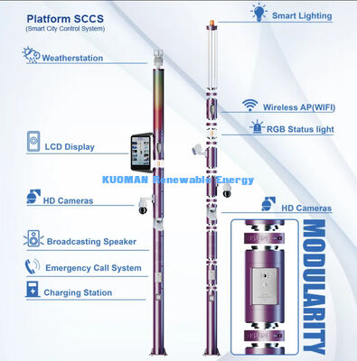Palo per illuminazione da esterno con schermo LED per il controllo del sistema intelligente, palo per luci intelligenti a distanza