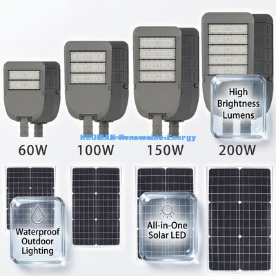 Lampione Stradale Solare in Alluminio Impermeabile IP65 da 50W con Tecnologia LED per Illuminazione Stradale Esterna