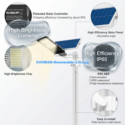 Lampione solare da 200W con MPPT Pro e impermeabilità IP65 per illuminazione stradale e da giardino esterna