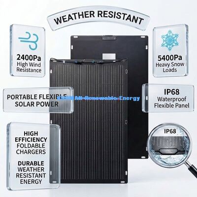 Pannello solare flessibile pieghevole IP67 da 200W a 360 gradi per camper e casa, pannello solare bifacciale da viaggio