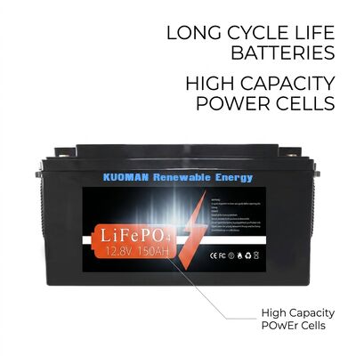 Batteria KM 1920Wh 12V 150Ah Batteria al litio ciclo profondo con 8000 cicli per lo stoccaggio dell'energia e RV / carrello di forchetta / carrello da golf / Yacht Power