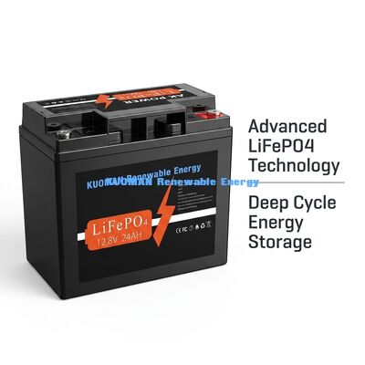 Batteria LiFePO4 da 12V 24Ah con 307,2Wh di energia e materiale della cassa in ABS per applicazioni a ciclo profondo