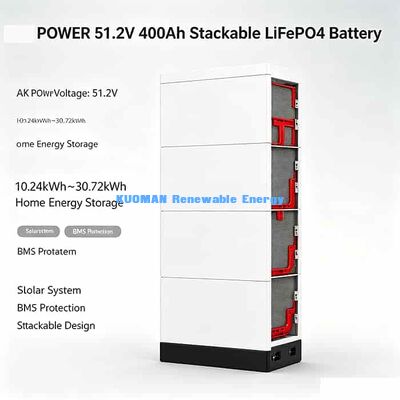 51.2V LiFePO4 batteria impilabile 10.24kWh  30.72kWh  10 anni di garanzia