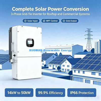 IP65 Waterproof 3 Phase Off Grid Solar Inverter 99.9% MPPT Efficiency Parallel Up To 9 Units