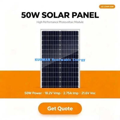 50W pannello solare monocristallino 12V caricabatterie modulo fotovoltaico ad alta efficienza 182mm