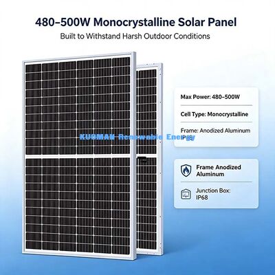 Pannello solare da 480-500W in vetro temperato con rivestimento AR ispessito per esterni