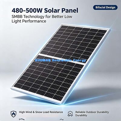 Pannello Solare Bifacciale N-Type all'Ingrosso 480W-500W, Garanzia di Qualità Affidabile