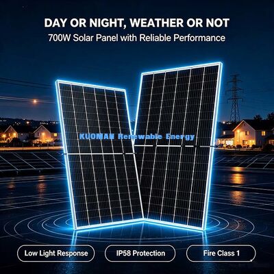 Pannello solare monocristallino anti-PID da 700 W, generazione di energia extra posteriore del 25%