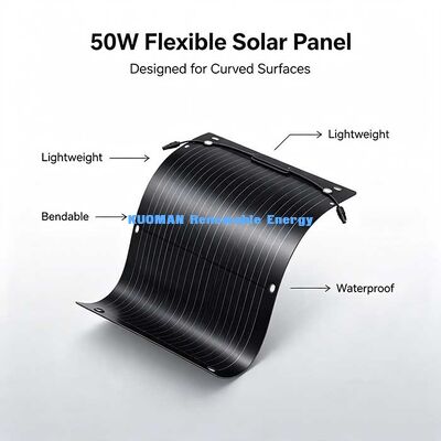Pannello Solare Flessibile Portatile da 50W, Caricabatterie Solare Impermeabile ad Alta Efficienza per Yacht, Camper, Alimentazione di Emergenza per Campeggio
