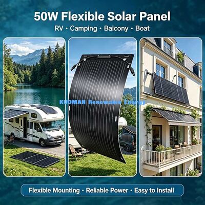 50W pannello solare flessibile ad alta conversione, caricabatterie solare resistente a 360° per superfici curve e abitazioni fuori rete