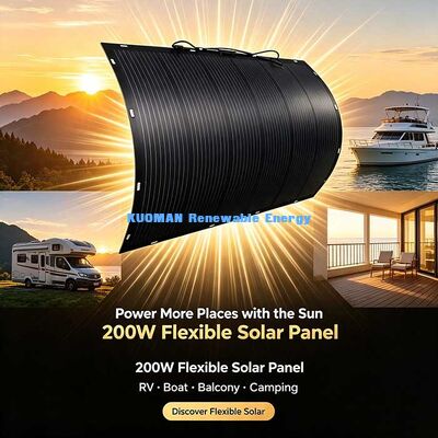 Pannello Solare Flessibile da 200W con Connettore MC4, Modulo Solare Sottile Impermeabile per Camper, Yacht, Installazione Solare su Balcone