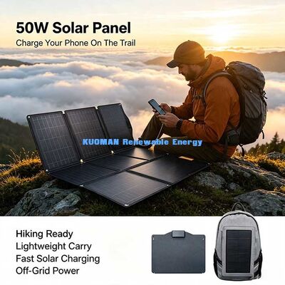 Caricabatterie Solare Pieghevole Compatto da 50W, Fibra di Carbonio Opzionale per Avventure all'Aperto