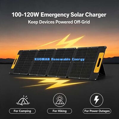 Pannello solare pieghevole ad alta efficienza da 100-120W, caricabatterie solare portatile resistente agli schizzi per avventure off-grid