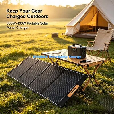 Pannello Solare Pieghevole da 300W, Caricatore Solare Impermeabile per Campeggio Off-Grid