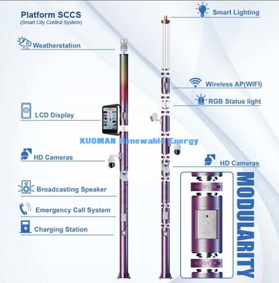 Polo intelligente modulare con illuminazione a LED, telecamera, WiFi e chiamata di emergenza