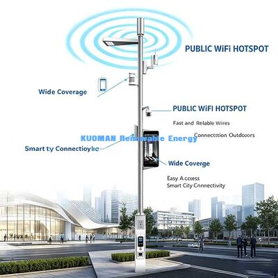 Multifunzione Smart Pole, Smart Street Light con stazione meteorologica, Wi-Fi AP & EV Charger
