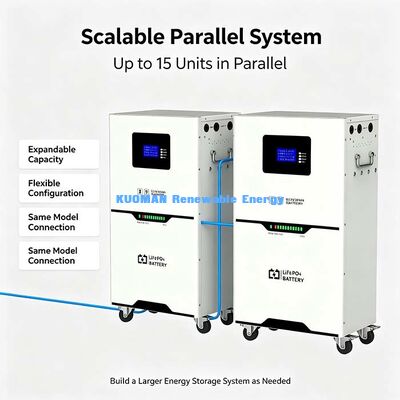 51.2V 100Ah di accumulo solare Batteria LiFePO4, Max 100A di carica/scarica continua