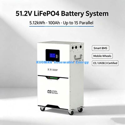 51.2V 100Ah Batteria al litio 5.12kWh, 98% di efficienza andata e ritorno Immagazzinamento di energia solare