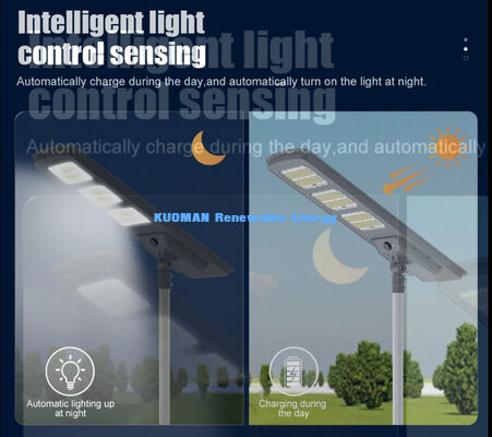 Lampione Solare LED All-in-One 220lm/W Impermeabile IP65 con Backup per 2-3 Giorni di Pioggia per Illuminazione Stradale e da Giardino