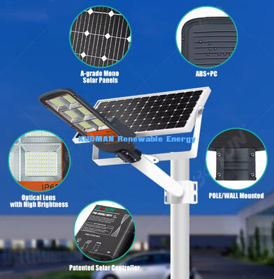 Lampione Solare Impermeabile a Doppio Braccio 100W-500W Luce Solare a LED Personalizzata per Percorsi, Giardini e Strade