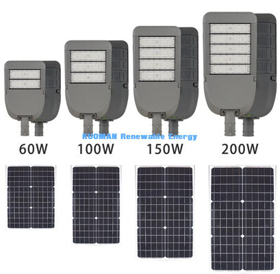 Lampione Stradale Solare in Alluminio Impermeabile IP65 da 50W con Tecnologia LED per Illuminazione Stradale Esterna