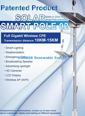 Smart Solar Street Light Pole con telecomando LCD e durata di vita di 50000 ore