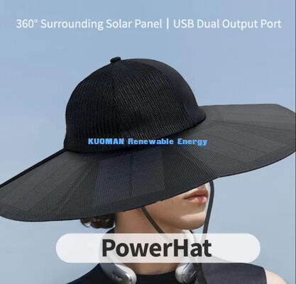Cappello solare pieghevole con efficienza del 22% e potenza di 13W - Cappuccio solare ricaricabile portatile per uso esterno