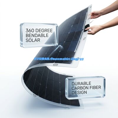 Pannello Solare Flessibile Bifacciale Pieghevole a 360 Gradi 200W Impermeabile IP68 con Fibra di Carbonio