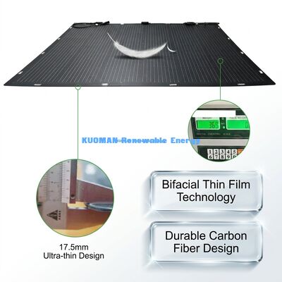Pannello solare flessibile bifacciale IP67 impermeabile da 200W, pieghevole a 360°, per camper, casa e viaggi