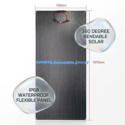 Pannello Solare Flessibile Monocristallino in Silicio da 200W con Design in Fibra di Carbonio Impermeabile IP67