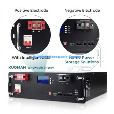 Modulo Batteria Rack LiFePO4 KM 48V 100Ah con 8000 Cicli di Scarica Profonda, Tensione Nominale 51.2V e Capacità 100Ah