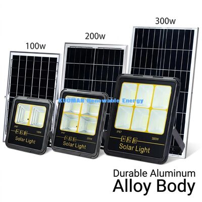 300W LED Solar Flood Light IP65 impermeabile 15000LM Alta luminosità con corpo in lega di alluminio per illuminazione esterna