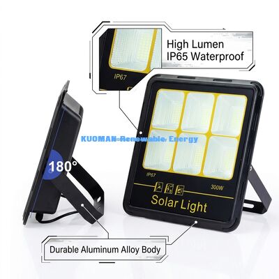 300W LED Solar Flood Light IP65 impermeabile 15000LM Alta luminosità con corpo in lega di alluminio per illuminazione esterna