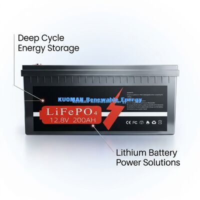 Batteria LiFePO4 a ciclo profondo da 12V 200Ah con 8000 cicli e 10 anni di garanzia per l'accumulo di energia