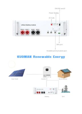 Telecom Backup Battery Rack Mount 48V 100Ah LiFePO4 Home Energia rinnovabile