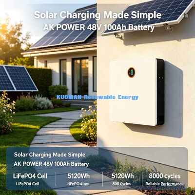 Batteria di accumulo di energia a parete sottile a risparmio di spazio 51.2V 100Ah Sistema di backup per pannelli solari domestici