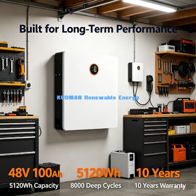 5120Wh Home Energy Storage Batteria montata a parete 48V 100Ah Deep Cycle 8000 volte durata