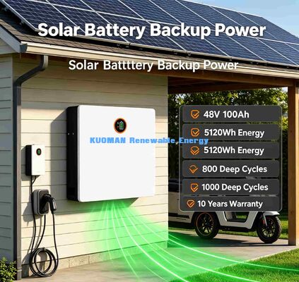 5120Wh Home Energy Storage Batteria montata a parete 48V 100Ah Deep Cycle 8000 volte durata