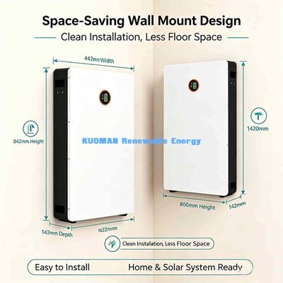 Batteria al litio da 51,2 V 200 Ah da parete con protezione da sovraccarico e cortocircuito per accumulo di energia solare domestica