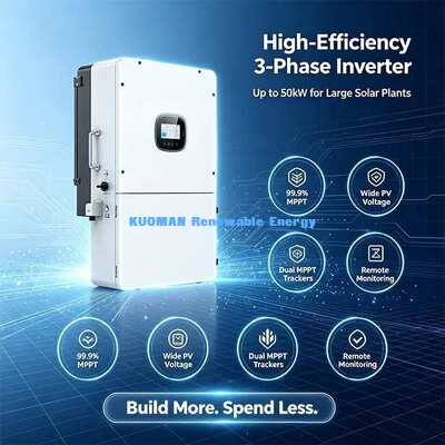 IP65 Waterproof 3 Phase Off Grid Solar Inverter 99.9% MPPT Efficiency Parallel Up To 9 Units