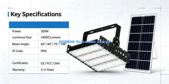 24000 Lumen 200W Lampada a LED a energia solare IP65 Ignifuga