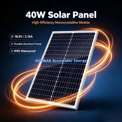 Pannello solare monocellulare da 40 Watt con vetro temperato antiurto per camper, campeggio e alimentazione di emergenza