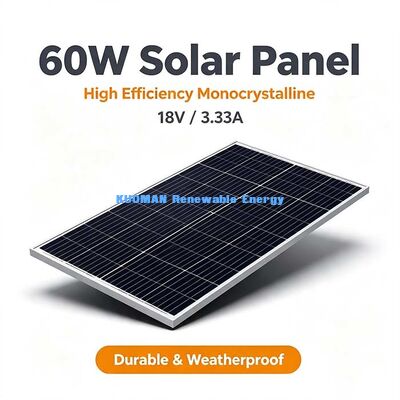 Pannello Solare Mono da 60W Ottima Efficienza con Luce Debole, Modulo Fotovoltaico da Esterno per Alimentazione di Emergenza Domestica