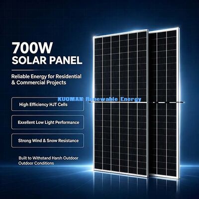 Pannello solare monocristallino da 700W per esterni, con ampio intervallo di temperatura da -40 a +85°C