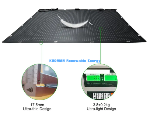 200W pannello solare leggero flessibile IP68 impermeabile, 360° piega kit solare per camper van marina off-grid
