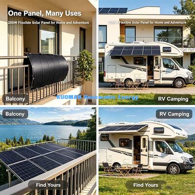 Pannello Solare Flessibile Anti-Invecchiamento da 200W, Kit Solare Impermeabile Pieghevole con Efficienza del 23% per Progetti su Camper, Yacht e Balconi