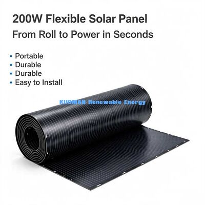 Pannello solare flessibile da 200W pieghevole, energia solare ad alta resa per uso off-grid per tetti di camper, scafi di barche e pareti curve