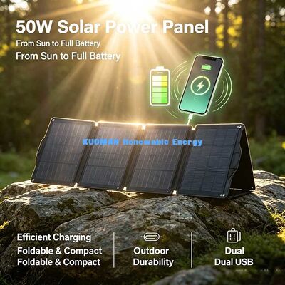 pannello solare pieghevole da 50 W, caricabatterie solare multiporto per esploratori all'aperto
