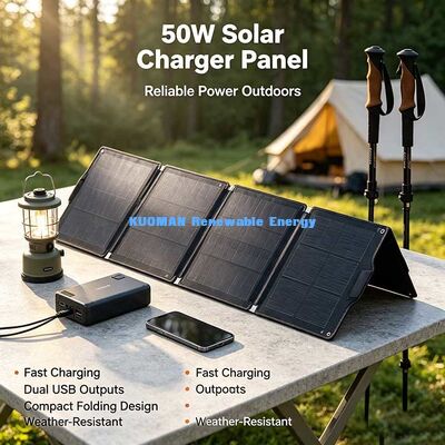 Pannello solare pieghevole da esterno da 50 W, caricabatterie solare con rivestimento ETFE per centrale elettrica