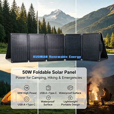 Pannello di caricabatterie solare pieghevole da 50 W, energia solare portatile leggera per il backpacking